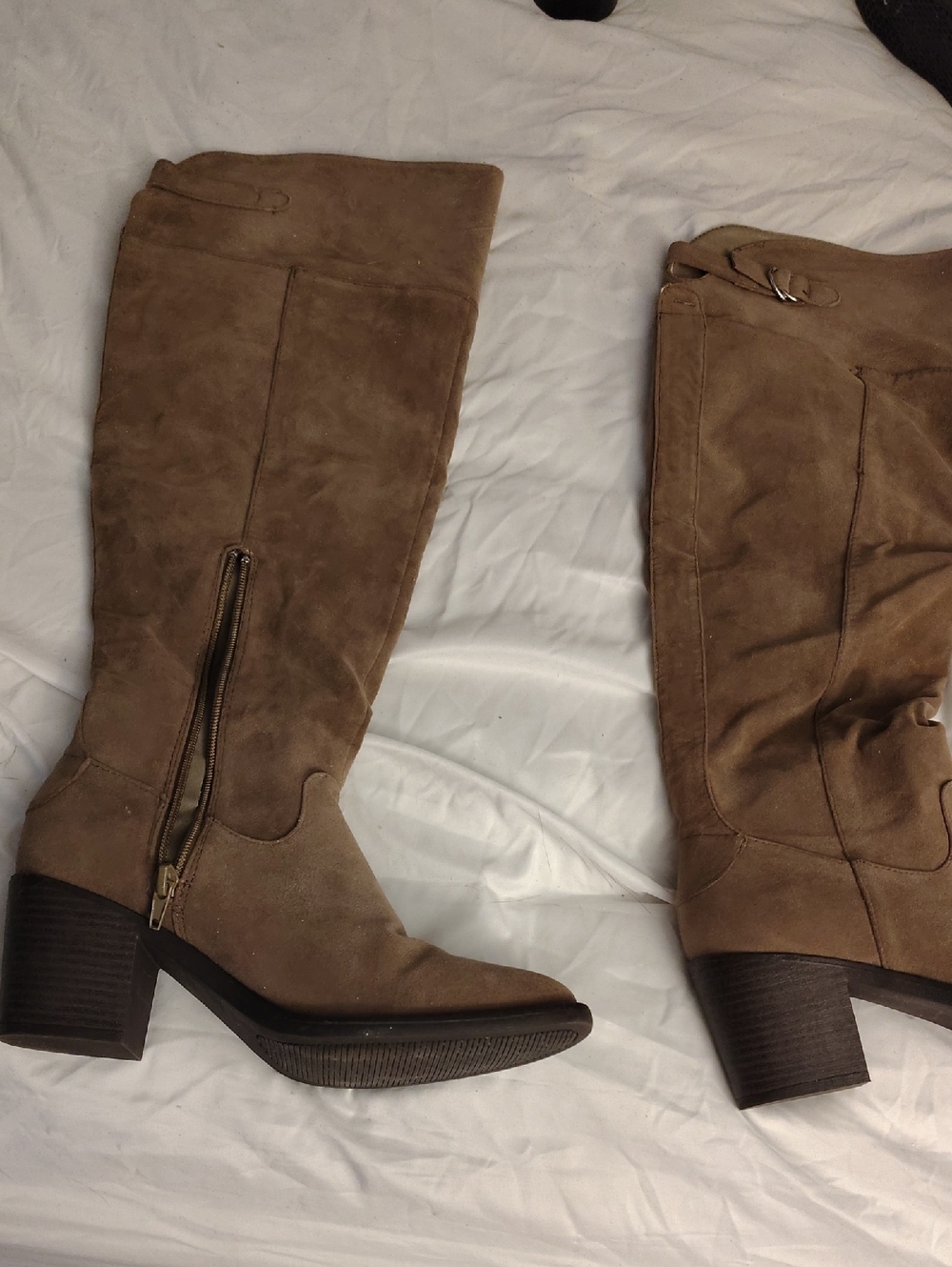 Maurices Taupe Suede Over-the-Knee Block Heel Boots
